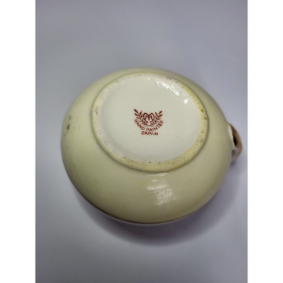 Antique Moriyama Mori Machi Creamer Hand Painted Floral Ivory Gold 1920s Japan - Picture 4 of 13